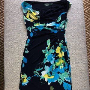 Ralph Lauren Navy Dress with Blue and Yellow Flowers